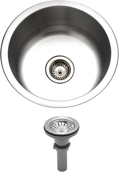 13 inch Stainless Steel Undermount Mini Single Round Bowl Kitchen Bar Sink with Drainer