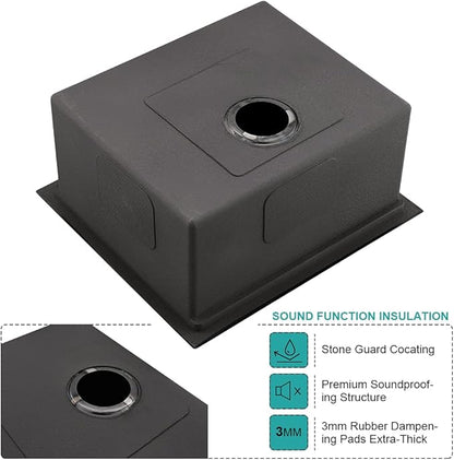 21 Inch Black Bar Sink Undermount-iAnomla 21x19 Small Kitchen Sink Black Stainless Steel Wet Bar Prep Sinks Undermount 16 Gauge Singe Bowl Deep Under Mount Rv Sinks with Cutting Board