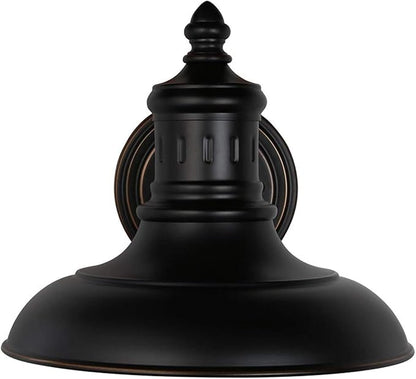 Design House 516732 Monterey Industrial Modern 1-Light Indoor/Outdoor Wall Mount with Metal Shade for Porch Entryway Barn, Oil Rubbed Bronze