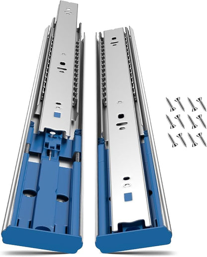 Soft Close Ball Bearing Drawer Slides 22 Inch, 1 Pair 3-Section Full Extension Drawer Glides Heavy Duty Steel Side Mount Rails for Kitchen Cabinet，Tool Chest，Office Furniture，100 LBS