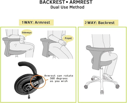 Rolling Stool Task Chair Drafting Adjustable with Wheels and Backrest Heavy Duty for Office Kitchen Medical Dentist Shop Lab and Home(Without Footrest)