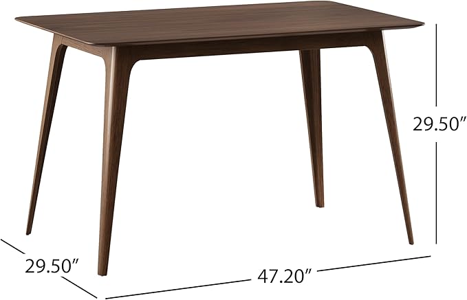 Mid - Century Modern Solid Wood Table with 4 Farmhouse Pcs Tapered Dining Table Legs for Kitchen Island, Bench - Natural Hardwood Replacement Legs (Walnut)