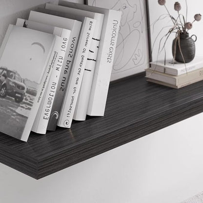 Floating Shelf, Set of 1 Wall Shelf, 24 in W x 12.75 in D x 2 in H Wooden Floating Wall Shelf with Invisible Brackets for Living Room/Bedroom/Bathroom/Kitchen Storage and Decor, Black Wood