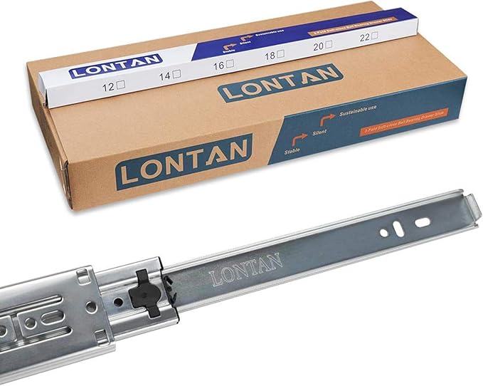 LONTAN 12 inch Soft Close Drawer Slides 1 Pair Heavy Duty Ball Bearing Dresser Drawer Glides 9.76" Extension Side Mount Kitchen Cabinet Rails 100lb Capacity