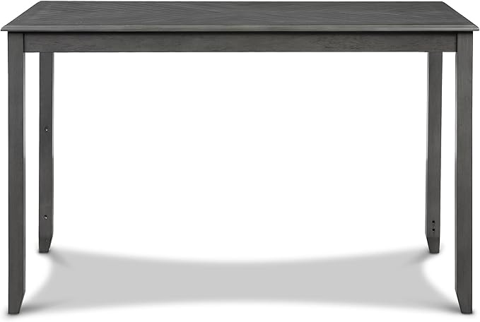 New Classic Furniture Amy Kitchen Counter Island Dining Table for 4 with Storage Shelf & USB Chargers, Contemporary Gray