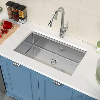 30 Inch Undermount Kitchen Sink 30x18x9 Inch Workstation Undermount Sink Stainless Steel 16 Gauge Single Bowl Under Counter with Accessories