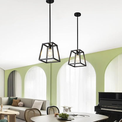 Black Pendant Light,Mini Rectangle Chandeliers, Pendant Lighting for Kitchen Island Living Room 1-Light Industrial Pendant Lighting for Kitchen Island