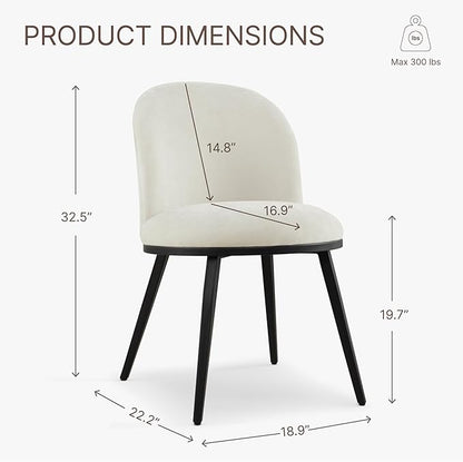 KISLOT Dining Chairs Set of 2, Fabric Upholstered Dining Room Chairs with Ergonomic Backrest & Metal Legs, Modern Kitchen Side Chairs for Home, Restaurant, and Café, Dove