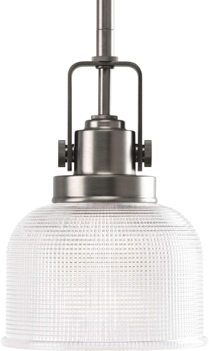 Progress Lighting P5173-81 Archie-One Light Pendant, Antique Nickel Finish with Prismatic Glass