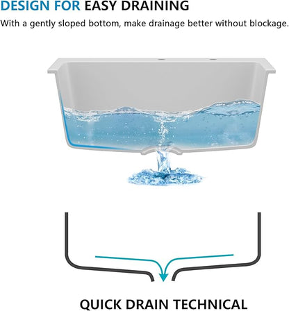 25"×22" Granite Composite Kitchen Sink - White Granite Kitchen Sink Drop In Top Mount Quartz Classic Above Counter Single Bowl Basin