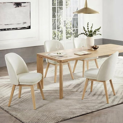 KISLOT Wooden Dining Chairs Set of 2, Fabric Upholstered Modern Dining Room Chairs with Double-Layer Thick Seat Cushion & Ergonomic Backrest for Restaurant, Kitchen and Café, Beige
