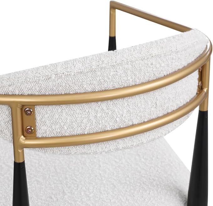 Padded Bar Stool Set with Backrest (2-Piece) — 29.75-inch seat Height fits Kitchen Islands 40.5 inches and Above, Supports up to 260 lbs. (Beige,Boucle)