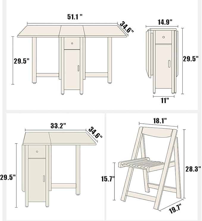 Solid Wood Folding Dining Table,Expandable Drop Leaf Island Kitchen Table with Drawers,Rectangular Dining Table Small Space Foldable Table with Wheels,No Chairs(51" W x 34.5" D x 29.5" H, Red Brown)
