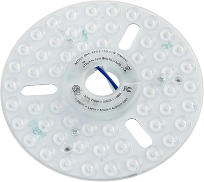22W 6.3'' LED Retrofit Light Kit for Ceiling Fan Light Replacement Panel PCB Color Temperature Adjustable 3000K 4500K 6000K 2420LM 120V CRI90 Dimmable