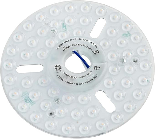 22W 6.3'' LED Retrofit Light Kit for Ceiling Fan Light Replacement Panel PCB Color Temperature Adjustable 3000K 4500K 6000K 2420LM 120V CRI90 Dimmable