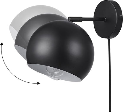 Globe Electric 52076 Molly 1-Light Plug-in or Hardwire Wall Sconce, Matte Black