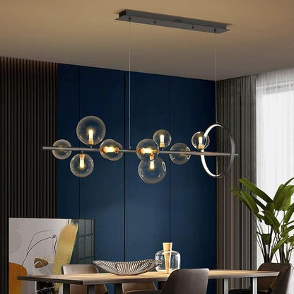 Linear Kitchen Island Lighting, Dining Room Light Fixture Over Table, Large Industrial Black Pendant Lights Ceiling Hanging for Kitchen Living Room (Black, 10-Light)