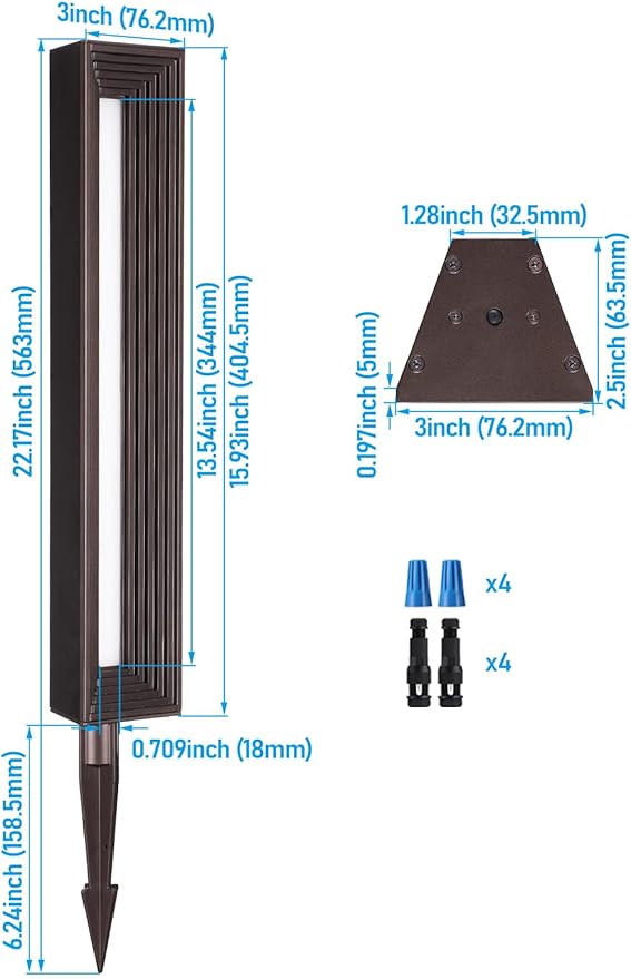 LEONLITE 5CCT Low Voltage Landscape Lights, 7W 12-24V LED Pathway Lights, Die-Casted Aluminum, IP65 for Outdoor Path Sidewalk Walkway, 1800K/2700K/3000K/4000K/5000K, ETL, Oil Rubbed Bronze, Pack of 4