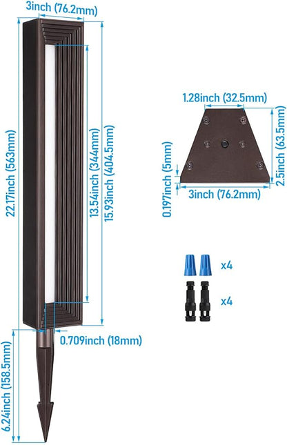 LEONLITE 5CCT Low Voltage Landscape Lights, 7W 12-24V LED Pathway Lights, Die-Casted Aluminum, IP65 for Outdoor Path Sidewalk Walkway, 1800K/2700K/3000K/4000K/5000K, ETL, Oil Rubbed Bronze, Pack of 4