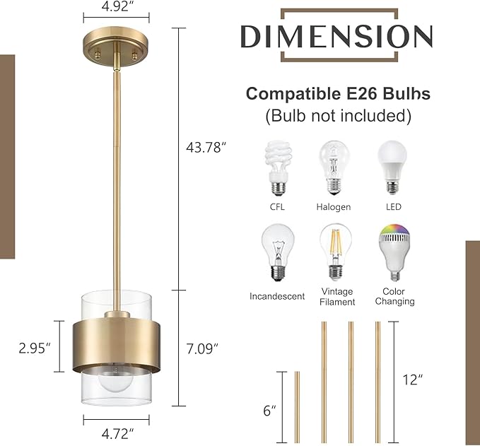 DEYNITE Modern Home Pendant Light Fixtures Hanging Light for Kitchen Island
