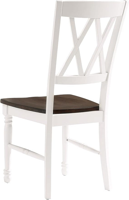 Crosley Furniture Shelby Traditional Wood X-Back Dining Room Chairs Set of 2, Kitchen Chair, Distressed White