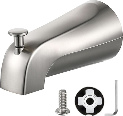 Enhon Slip on Tub Spout with Diverter, Compatible with American Standard 8888026.002 Tub Spout, Bathroom Bathtub Faucet, Fits 1/2 Copper Water Tube(5/8 Dia), 5/32 Hex Wrench(Brushed Nickel,1)
