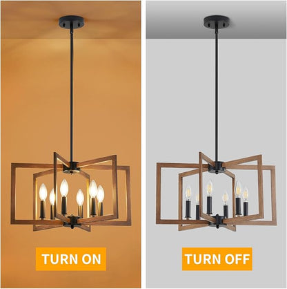Farmhouse Dining Room Light Fixture, 6-Light Chandelier Modern Metal Industrial Chandelier Lighting for Farmhouse Kitchen Entryway Living Room (E12 Bulbs Not Included)