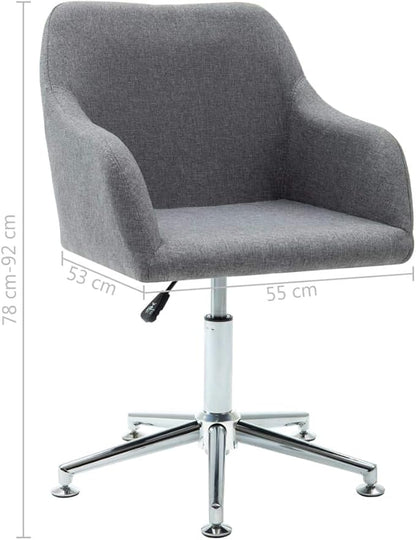 Modern Swivel Dining Chair Light Gray Fabric Upholstered Accent Chair with Adjustable Height 360 Rotation for Kitchen Living Room Bedroom Office