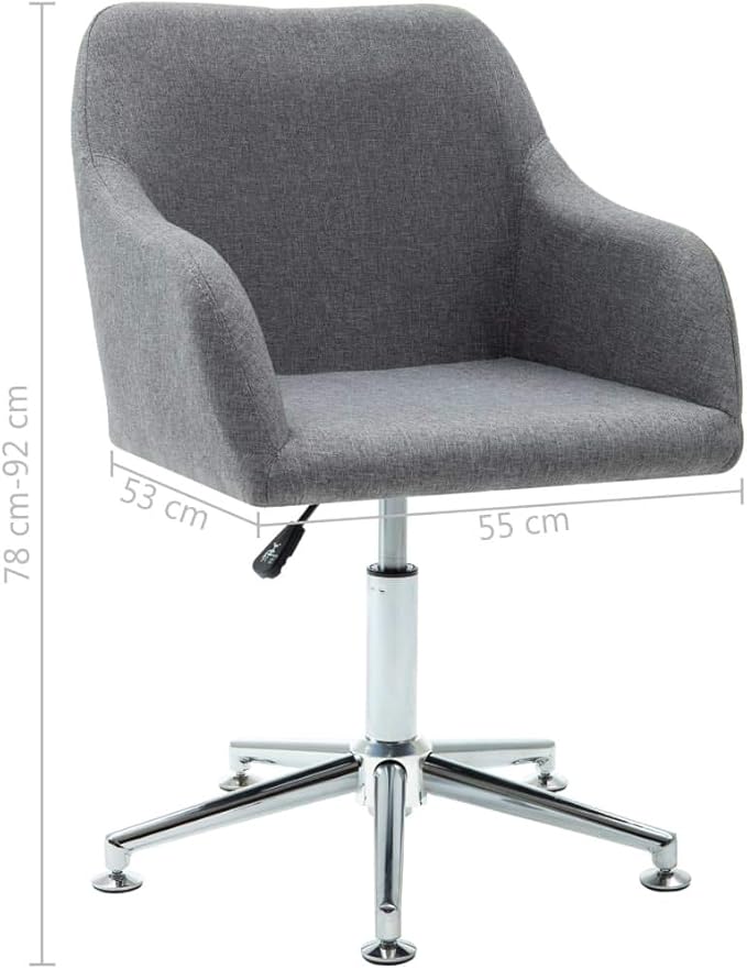 Modern Swivel Dining Chair Light Gray Fabric Upholstered Adjustable Height Kitchen and Living Room Furniture with 360-Degree Rotation and Sturdy Steel Legs