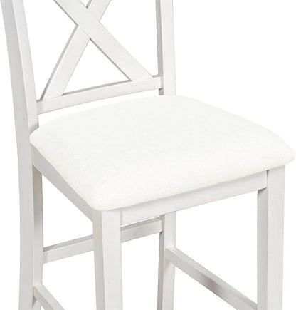 Harper & Bright Designs 5 Pieces Counter Height Wooden Bar Table Set with 3-Tier Shelf and 4 Chairs, Rustic Farmhouse Dining Table Set for 4, White