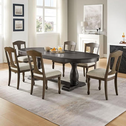 Mid-Century Modern Extendable Dining Table for 4-8, Expandable Space-Saving Kitchen Table with Leaf, Heavy-Duty Wood Finish Furniture for Dining Room, Small Apartment & Family Gatherings (Dark Brown)