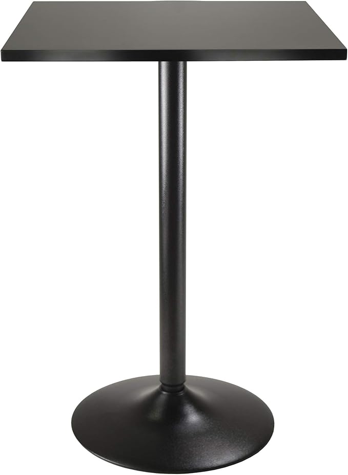 Winsome Obsidian Tall Square Dining Table, for Kitchen, Dining Room, 35", Black
