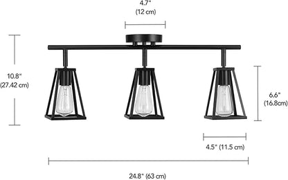 Globe Electric 64000005 25" 3-Light Track Lighting, Matte Black, Pivoting Track Heads, Lighting for Kitchen, Bathroom, Bedroom, or Dining Room, Living Room Ceiling Lights, Light Fixture
