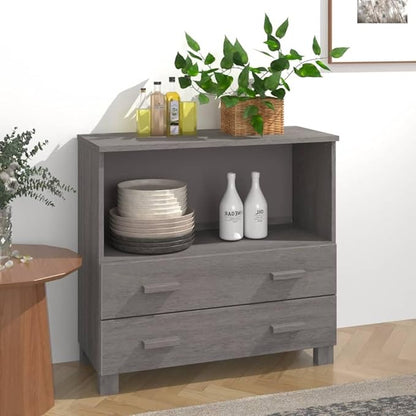 Light Grey Sideboard, Solid Pine Wood & MDF, Modern Buffet Cabinet with Storage, 33.5x33.5x31.5 Inch, Versatile Dining Room Furniture Kitchen Furnitur