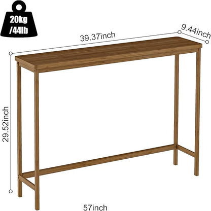 VASMIA Console Table, Entryway Table, Narrow Sofa Table, 39" Bamboo Hallway Table for Entryway, Living Room, Bedroom, Foyer, Walnut
