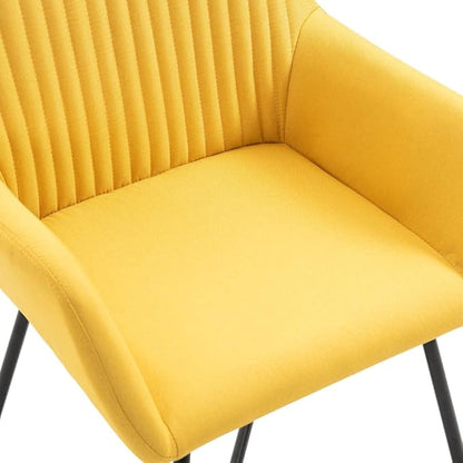 4 Pcs Modern Dining Chairs Yellow Fabric with Steel Legs Comfortable Kitchen and Living Room Furniture Set for Farmhouse Home Decor