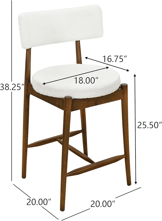 Modern Dining Chairs Set of 2 with Comfortable Seat - Sturdy Natural Wood Construction, Versatile Use for Kitchen Island, Dining Room, Bedroom - Stylish Simple Design,Beige-Boucle-Foam