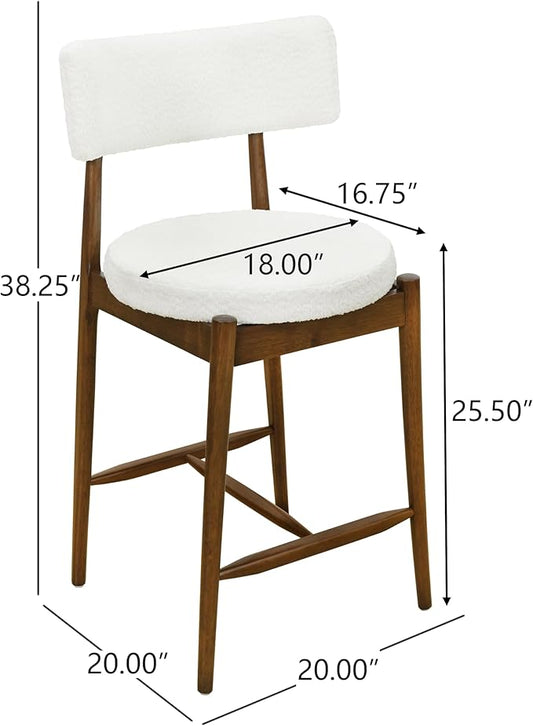 Modern Dining Chairs Set of 2 with Comfortable Seat - Sturdy Natural Wood Construction, Versatile Use for Kitchen Island, Dining Room, Bedroom - Stylish Simple Design,Beige-Boucle-Foam