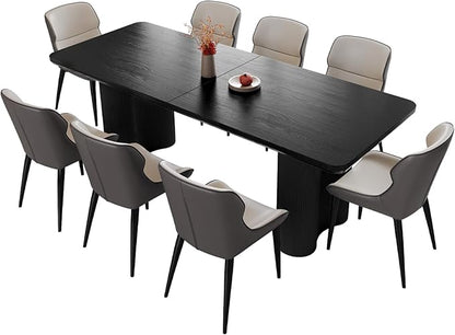 Miuuod 79" Extra Large Kitchen & Dining Table Set,Dining Room Table Set for Big Family, 1 Console Table with 8 Chairs,Centre Desk with Upholstered PU Chairs,Home Furniture Rectangular Modern, Black