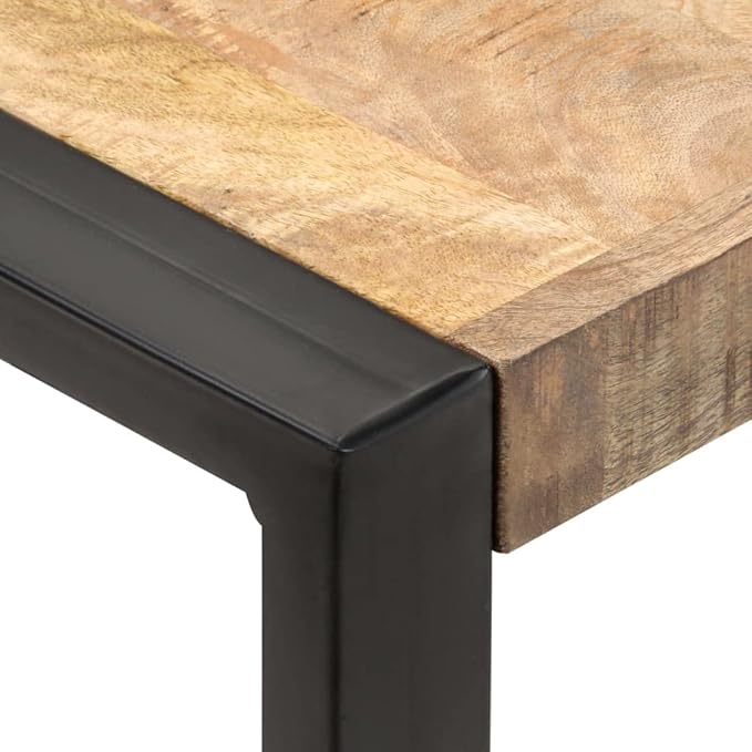 Dining Table 23.6 x 23.6 Rough Mango Wood Industrial Kitchen and Dining Room Table Small Square for Tiny Space Modern Compact Breakfast Nook