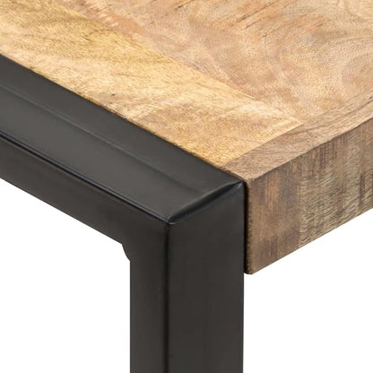 Industrial Square Dining Table 27.6 x 27.6 in, Solid Rough Mango Wood Top & Powder-Coated Steel Legs, Small Dining Table for Kitchen Apartment Dining Room, Modern Brown