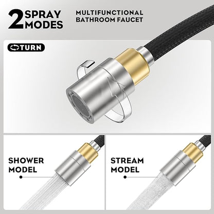 Phiestina Tall Bathroom Faucets with Pull Down Sprayer, Brushed Nickel High Arc Single Handle Pull Out Faucet, 1 or 3 Hole Utility Sink Laundry Bar Faucet Pull Out with Deck Plate WE10CL-ZY-BN