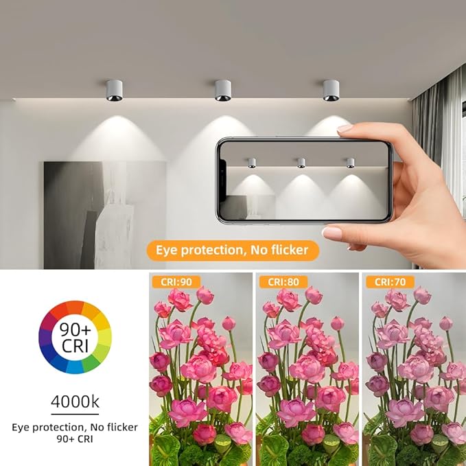 JAYMP Modern LED Ceiling Light 4000K Dimmable 24W COB White Surface Mount Cylinder Accent Down Light for Living Room Hallway Laundry Room