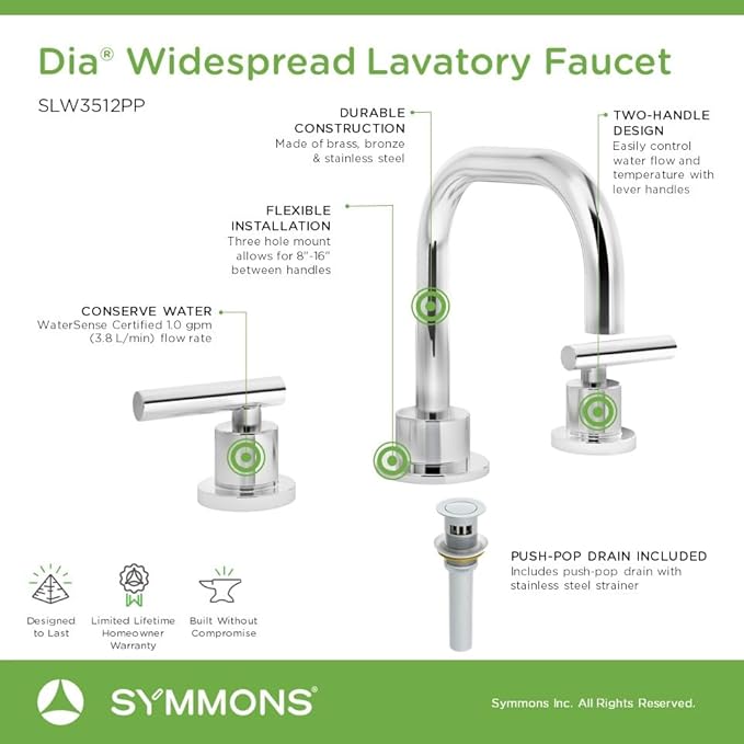 Dia Widespread Two-Handle Bathroom Faucet with Push Pop Drain Assembly (1.0 GPM)