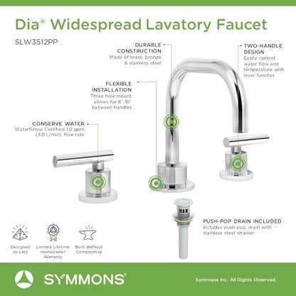 Dia Widespread Two-Handle Bathroom Faucet with Push Pop Drain Assembly (1.0 GPM)