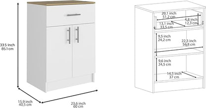 GOWE 2 Piece Kitchen Set, Kitchen Island + Pantry Cabinet, White/Light Oak