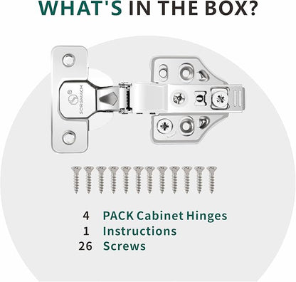 4 Pack Inset Overlay Soft Close Cabinet Hinges 105° Frameless 3 Way Adjustable Soft Close Hinges for Cabinet Doors Kitchen Cabinet Door Hinges with Screws