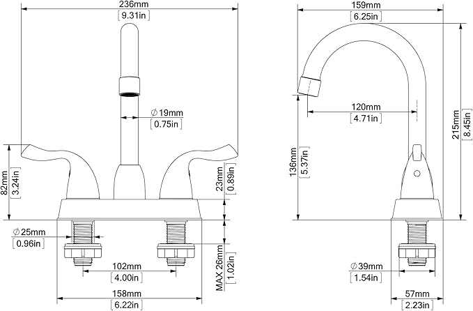 2 Handle Brushed Nickel Bathroom Sink Faucet - 4 Inch Centerset Faucet Bathroom 2 or 3 Hole Lavatory Faucet Bathroom Vanity Sink Faucets with Pop-up Drain and Supply Lines