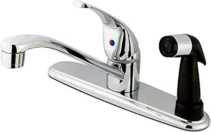 Kingston Brass KB5730 Chatham Single Lever Handle Kitchen Faucet with Deck Sprayer, 8-Inch, Polished Chrome