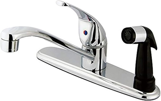 Kingston Brass KB5730 Chatham Single Lever Handle Kitchen Faucet with Deck Sprayer, 8-Inch, Polished Chrome